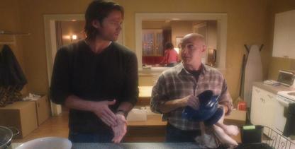 Sam & Amelia's dad talk over the dishes